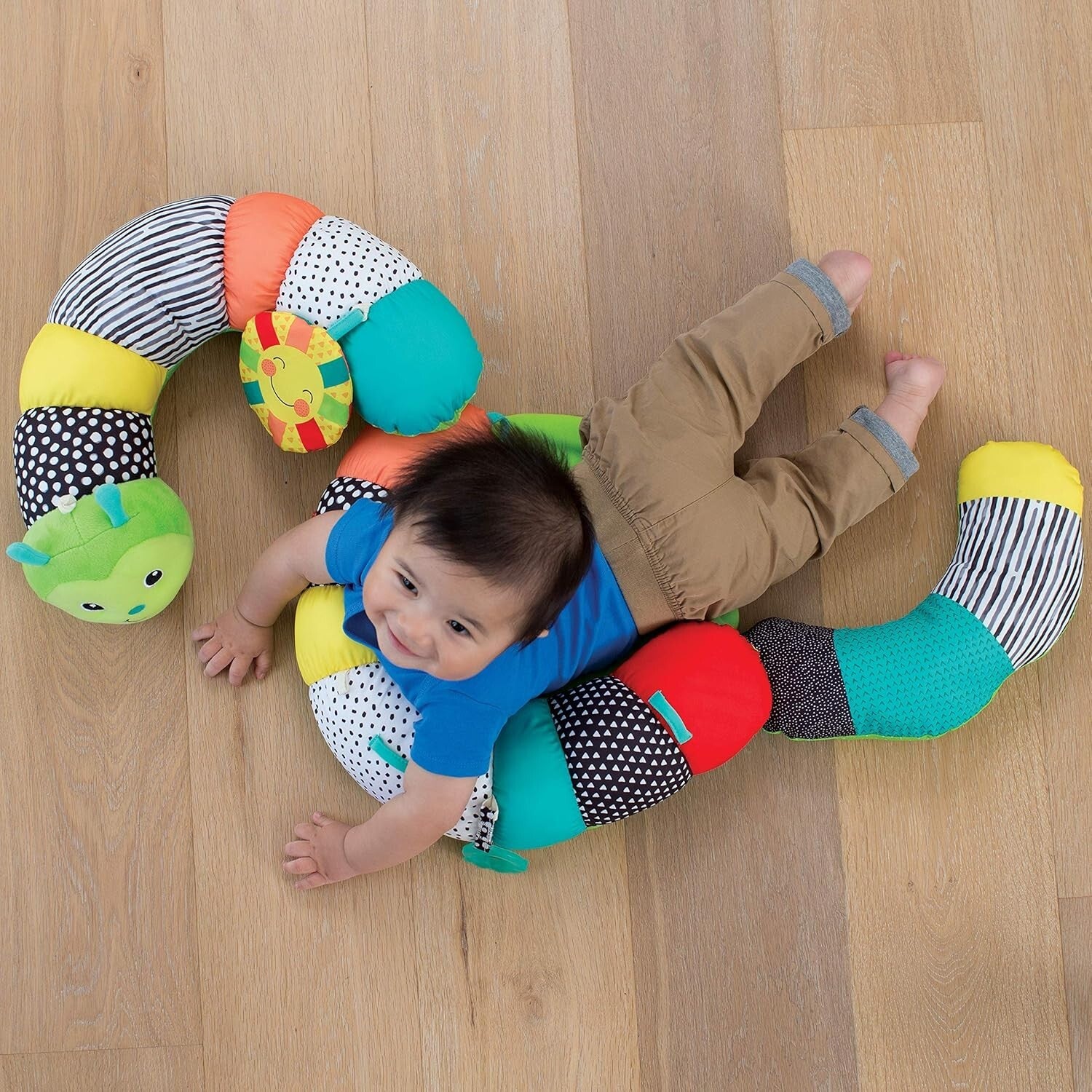 Soft Plush Tummy Time Support with Detachable Teether & 3 Stackable Pillows