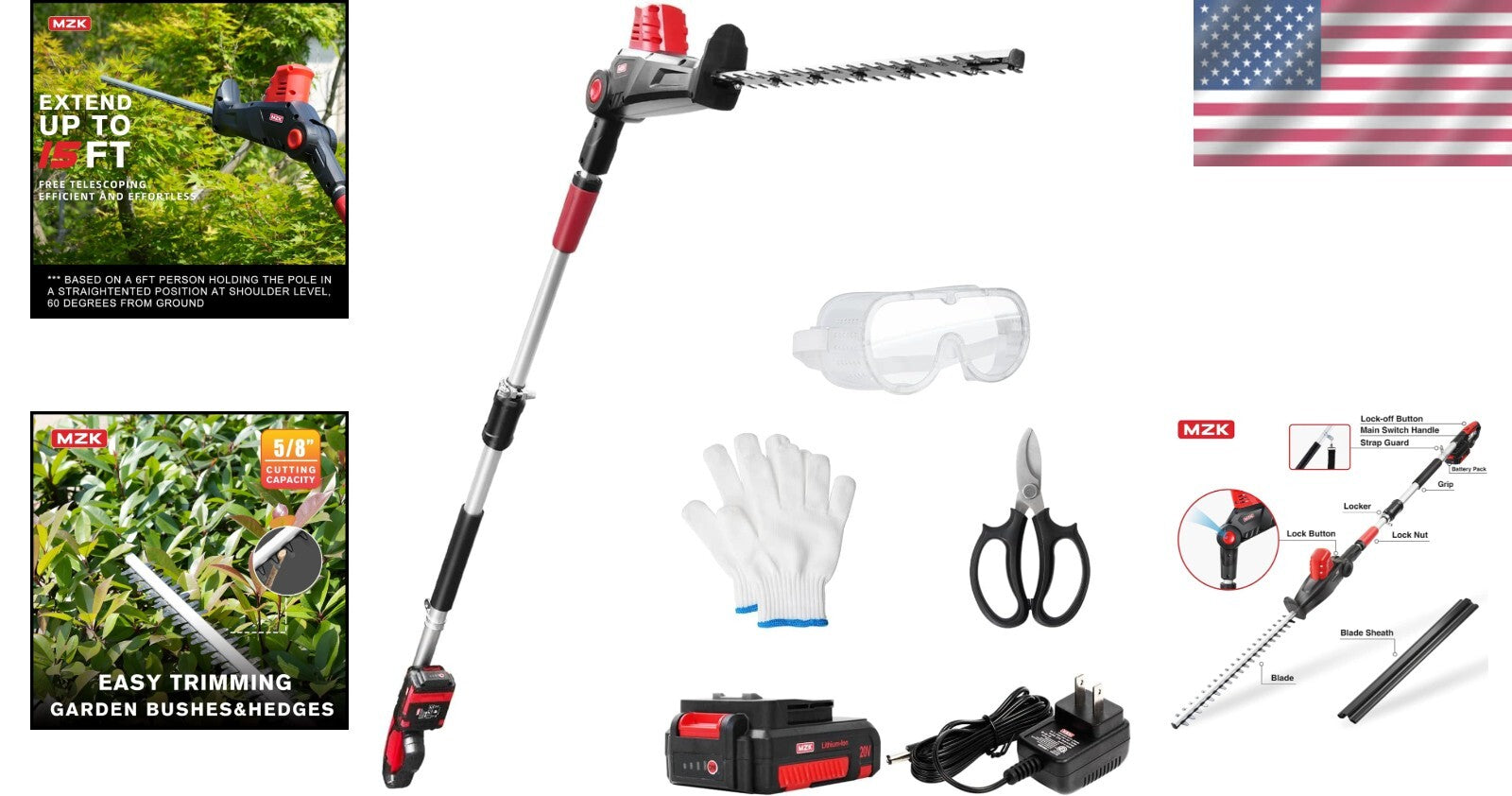 Effortless Trimming with Cordless 20V Hedge Trimmer & Multi-Angle Adjustments