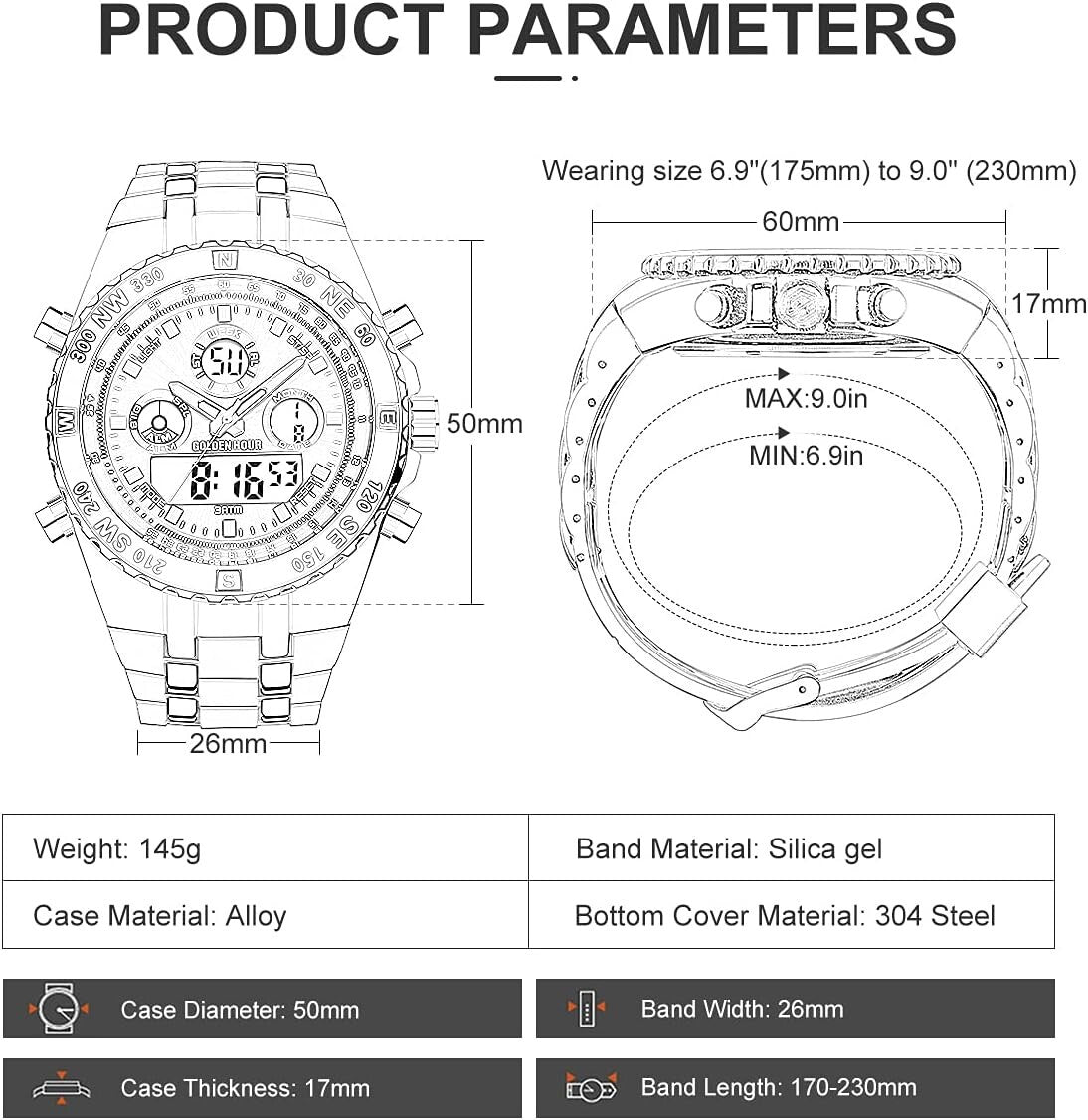 Multi-Functional Military Men's Watch - 3ATM Waterproof, Comfortable Rubber Band