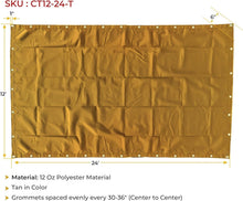 Load image into Gallery viewer, Durable Tan Canvas Tarp 12' x 24' - Heavy Duty, UV Protected &amp; Breathable