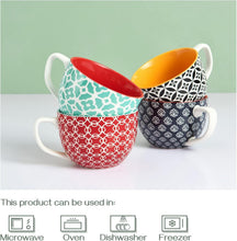 Load image into Gallery viewer, Oversized 24 oz Ceramic Coffee Mugs - Gift-Ready Set of 4 in Bright Colors