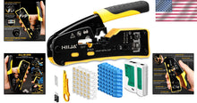 Load image into Gallery viewer, Versatile Pass Through Ethernet Crimper Kit with 50 RJ45 Connectors &amp; Stripper