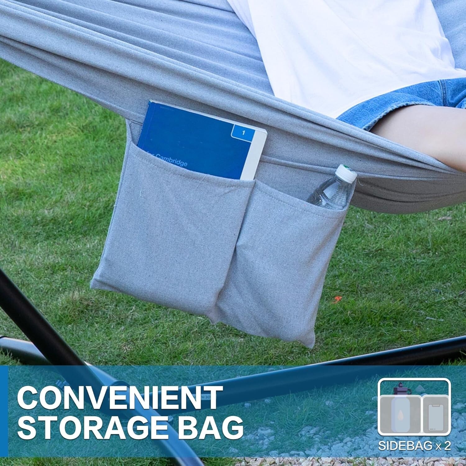Space-Saving Double Hammock with Easy-Care Steel Stand - Portable & Stylish