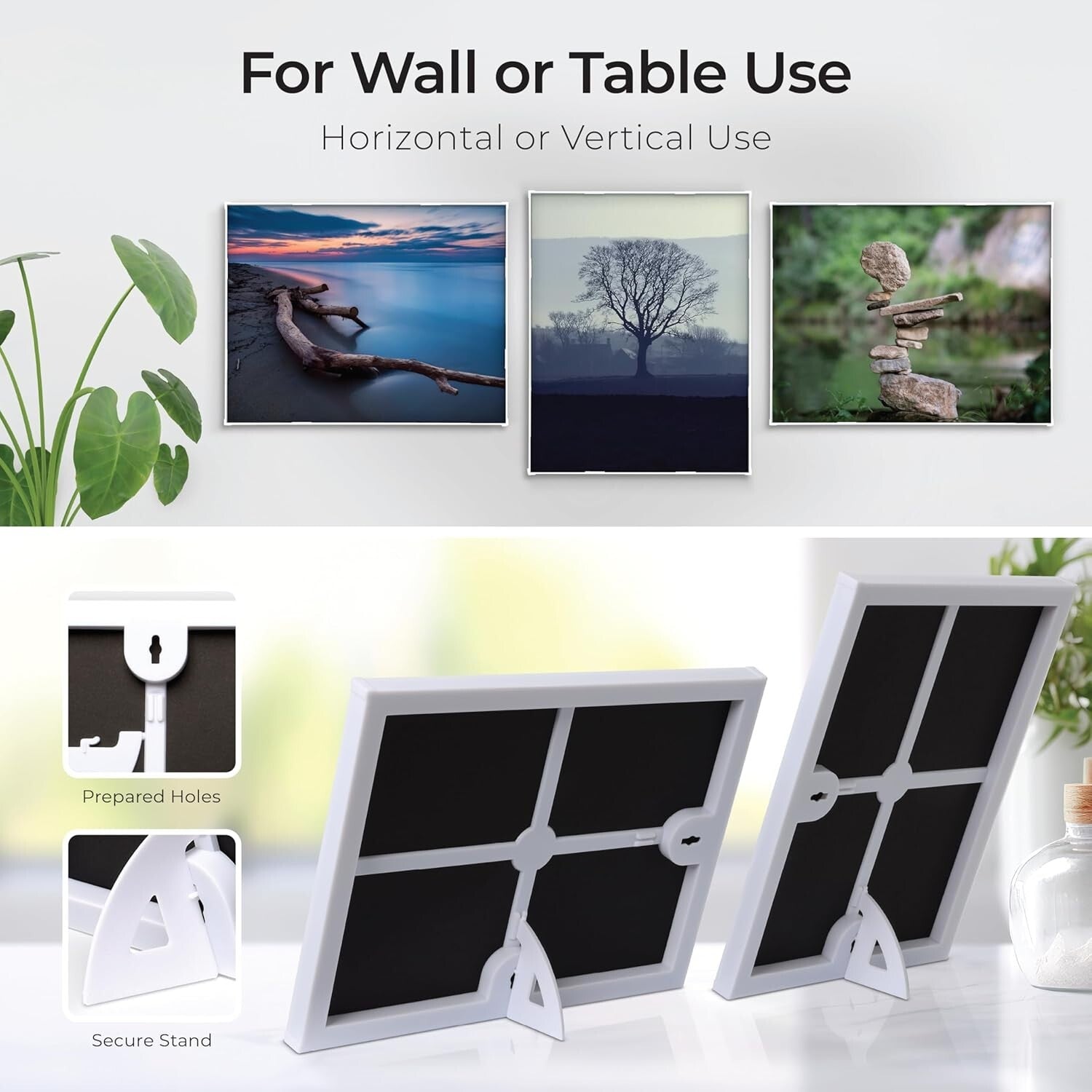 Versatile White 8.5x11 Picture Frame Set - Ideal for Certificates and Artwork