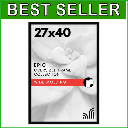 Stylish 27x40 Black Picture Frame with Durable Engineered Wood - Gift Ideal