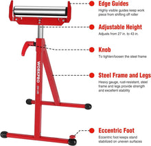 Load image into Gallery viewer, Portable Height Adjustable Roller Stand: 250 LB Load Capacity for Woodworking