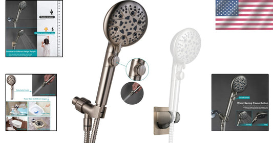 Durable Handheld Shower Head Set for Kids & Elderly - 8 Modes & Adhesive Mount