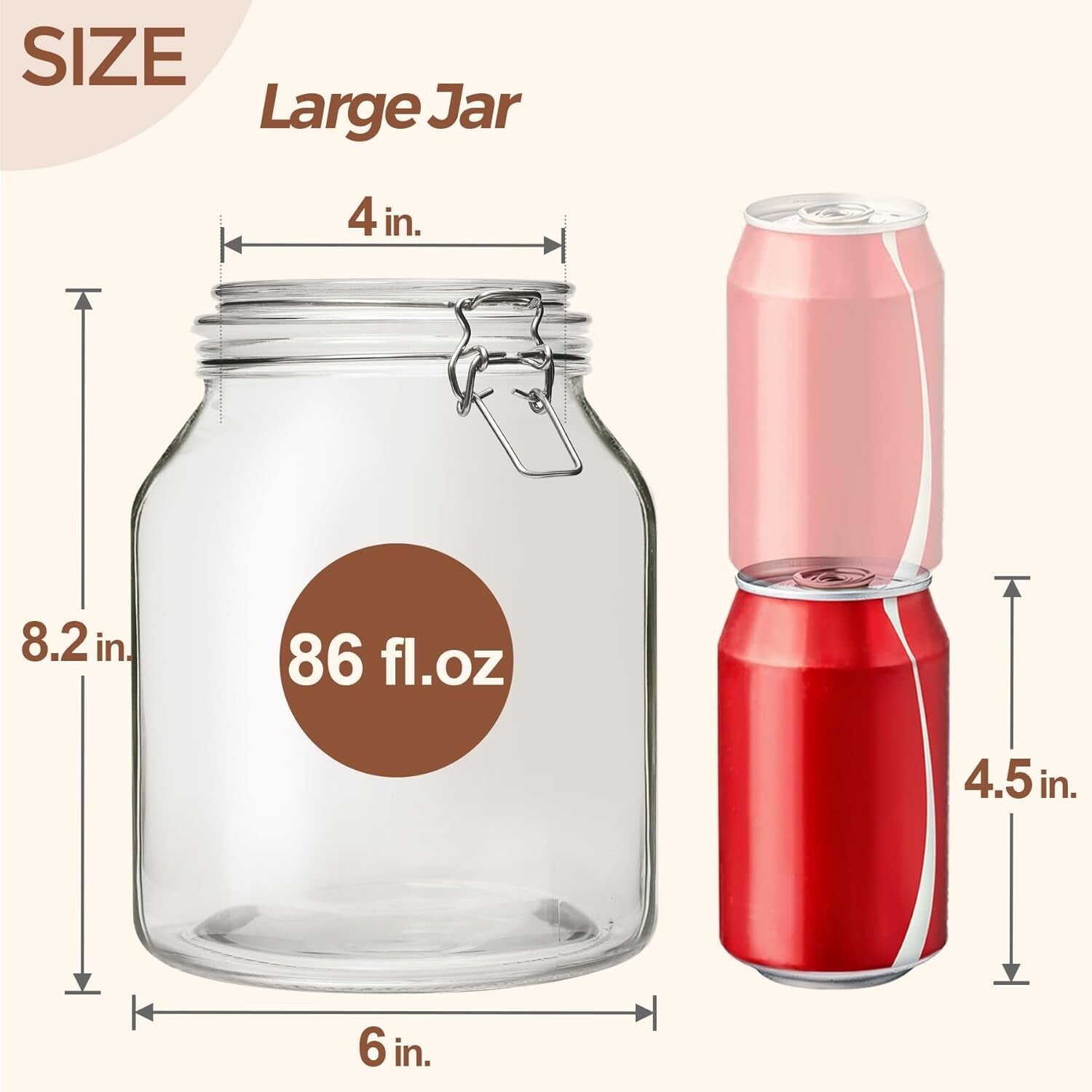 Versatile 86 oz Glass Storage Jars with Airtight Lid - Ideal for Kitchen Use