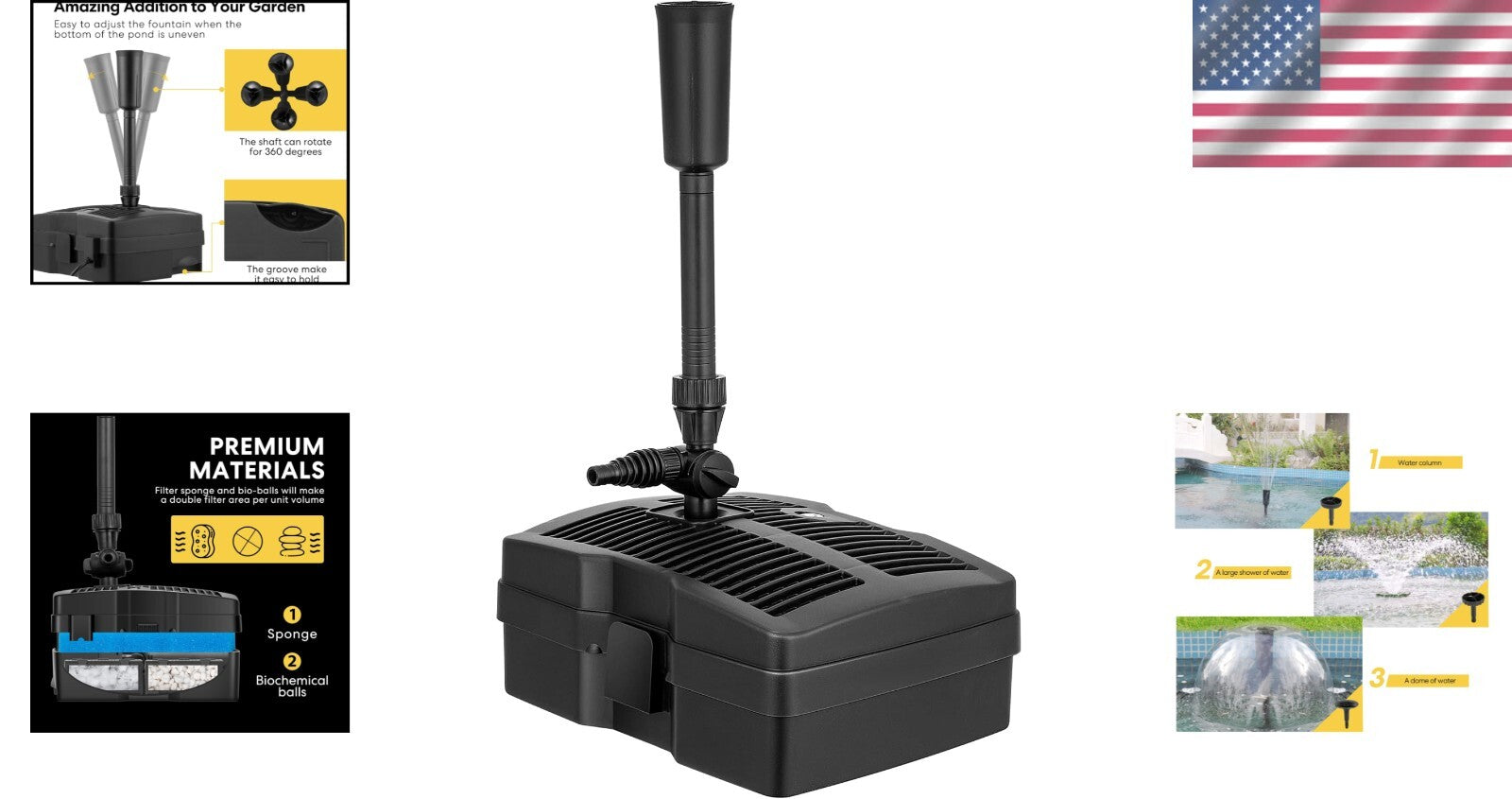 Compact 660 GPH Submersible Pond Pump with Adjustable Water Patterns - Easy Care