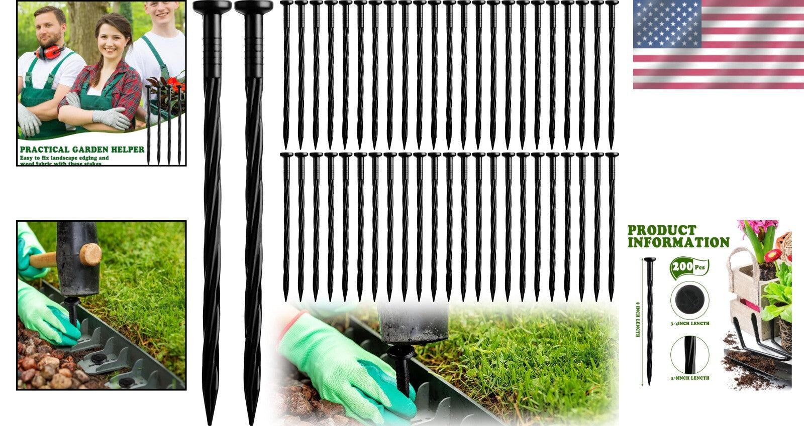 Effortless Garden Organization - 200 Pack Weather-Resistant 8" Ground Stakes