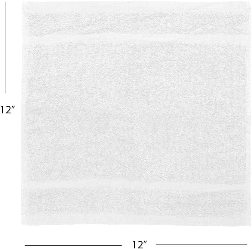 Durable 100% Cotton Washcloth Pack - 60 Soft 12x12 Face Towels for All Ages