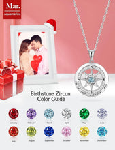Load image into Gallery viewer, Engraved Rose Flower Compass Necklace for Women - Sterling Silver Gemstone Gift