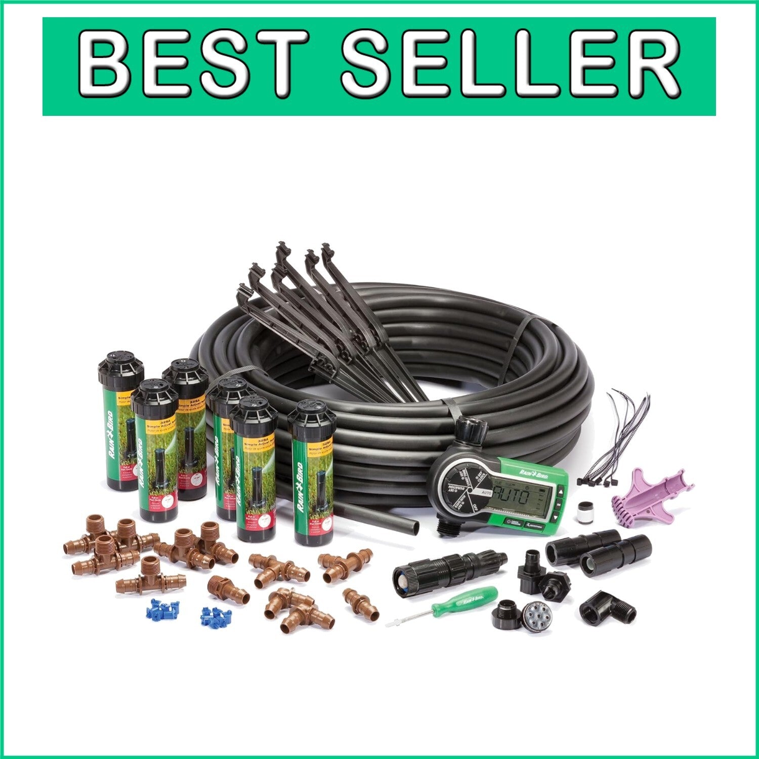 Effortless In-Ground Automatic Sprinkler System Kit – Covers 3000 Sq. Ft.