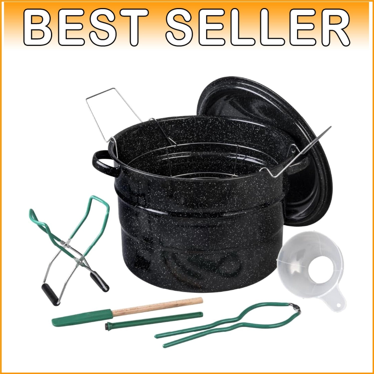 Durable Enamel Canning Pot with Jar Rack - 8-Piece Starter Kit for Home Canning