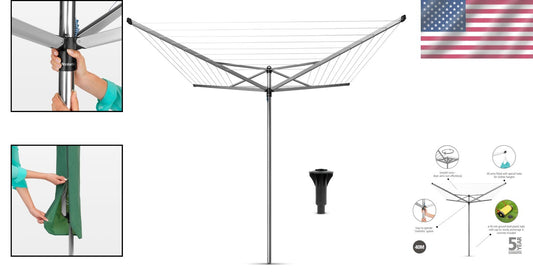 131 ft Rotary Clothes Drying Rack with 4 Rotating Arms - Heavy Duty & Durable