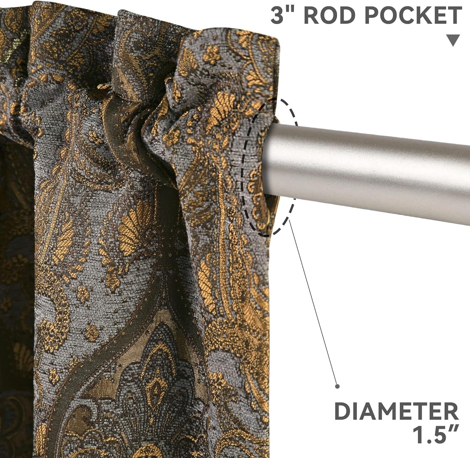 Darkening Jacquard Damask Curtain Panels - Luxury Bronze Gold Curtains Set of 2