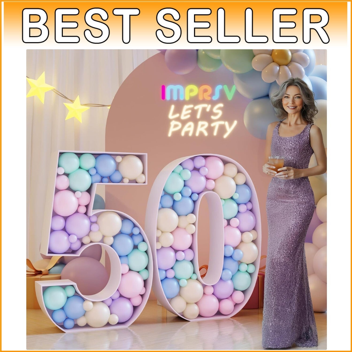 Durable Cube Balloon Mosaic Design for 50th Birthday & Anniversary Celebrations