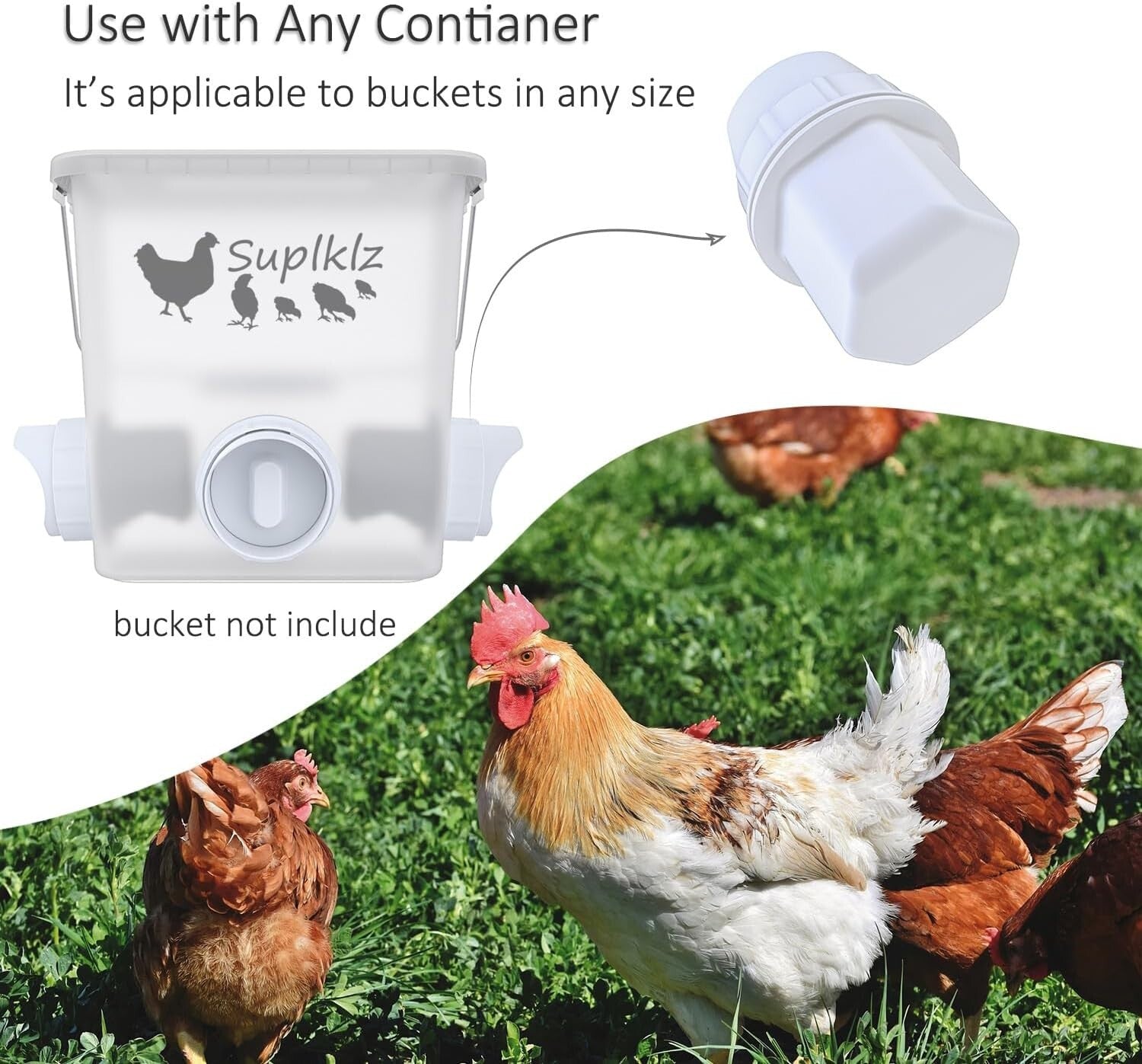 Automatic Chicken Feeder Kit - Easy Install with 8 PVC Ports and Hole Saw