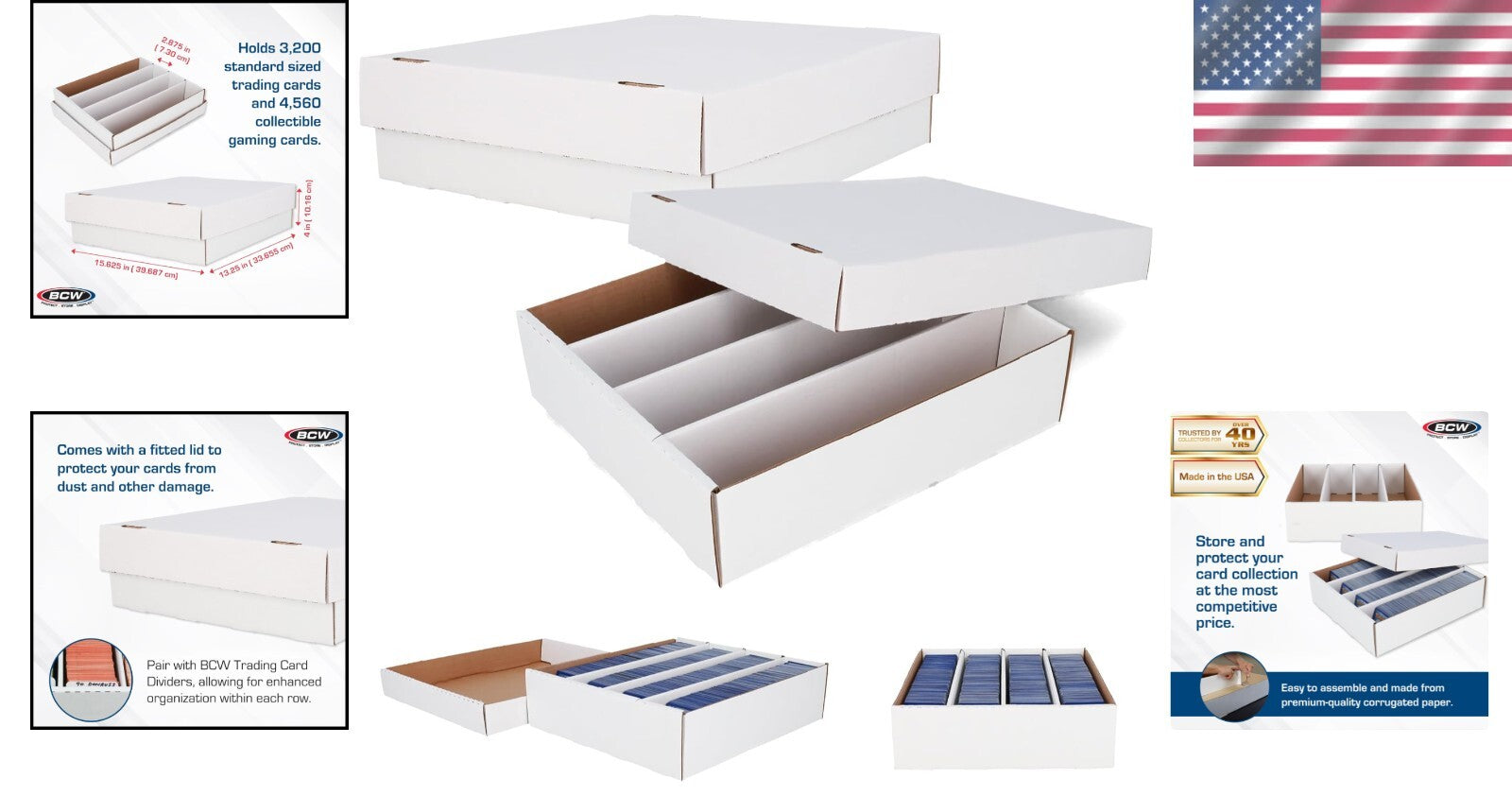 Premium Card Collection Storage Box - 3 Pack for 3,200 Standard Trading Cards