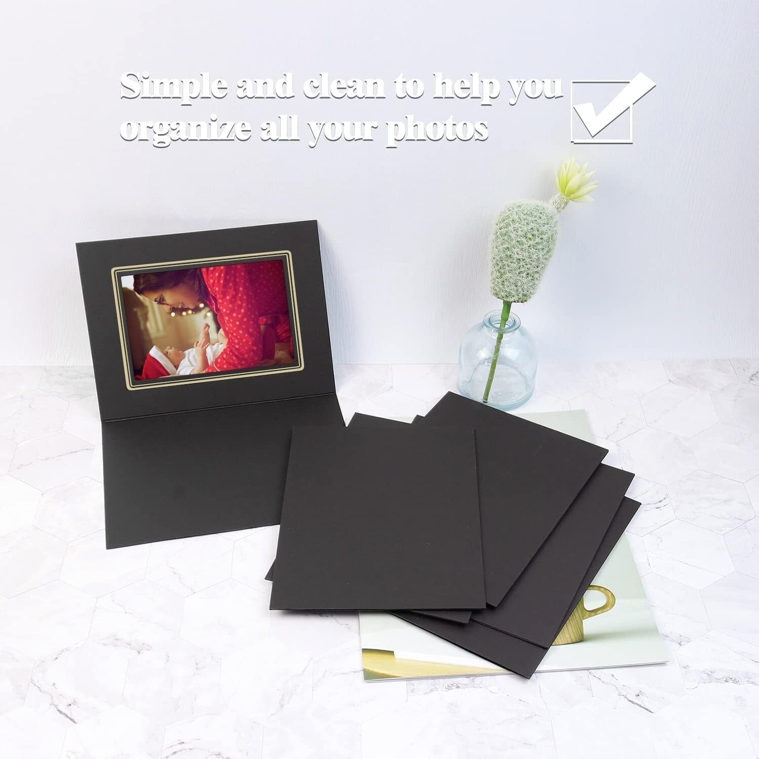 Versatile Black 4x6 Photo Folders with Gold Lining - 100 Pack for Celebrations