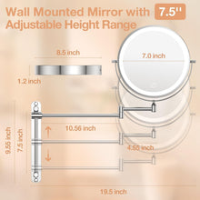 Load image into Gallery viewer, Stylish 8.5" Lighted Vanity Mirror with 360° Swivel and Magnification for Makeup