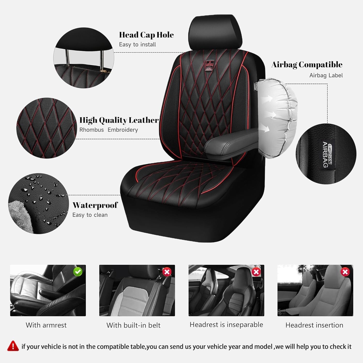 Diamond Stitched Luxury Seat Covers Set - Waterproof & Ergonomic for Comfort