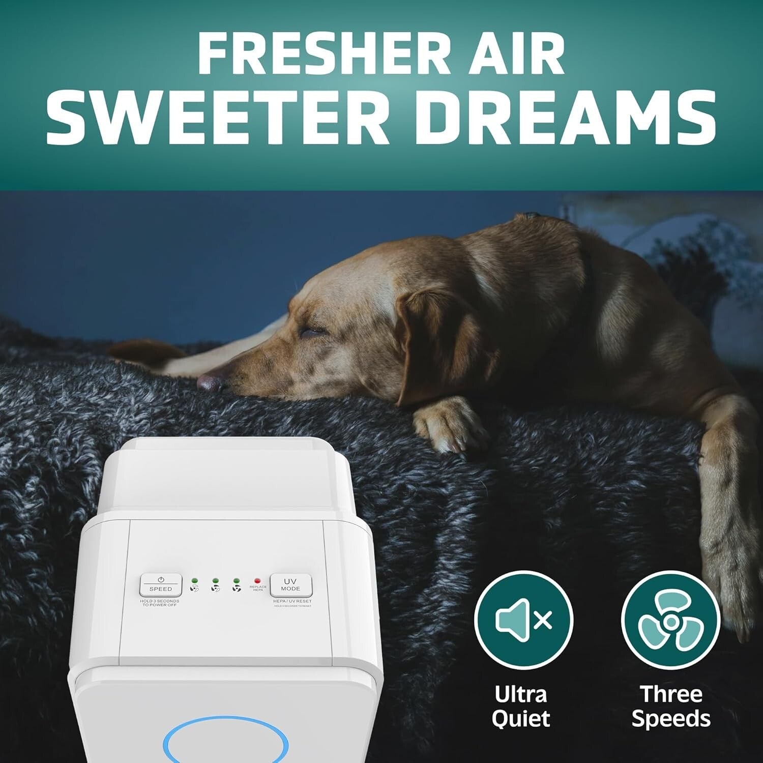 High-Efficiency H13 HEPA Pet Air Purifier - Removes Dander, Dust, and Odors