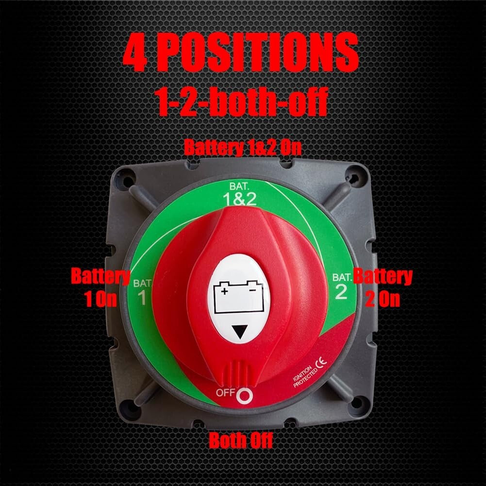 Durable 4.3" High Current Switch for 12-48V Battery Isolation - Marine & Vehicle