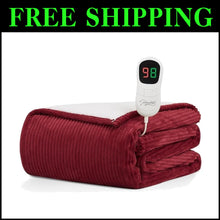 Load image into Gallery viewer, Sherpa Heated Blanket - Full Size 72"x84" with Over-Heat Protection and Timer