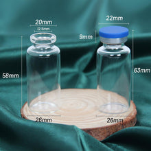 Load image into Gallery viewer, Borosilicate 20ml Clear Glass Headspace Vials with Rubber Stoppers - 100 Sets