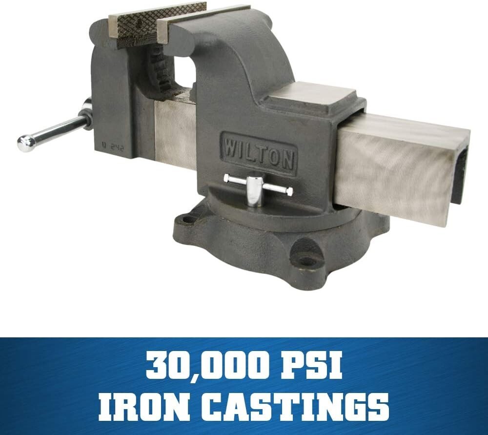 Sturdy 30,000 PSI Gray Iron Bench Vise - Ideal for General Duty Applications