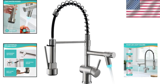 Spot-Free Brushed Nickel Faucet with Pull Down Sprayer for Modern Kitchens
