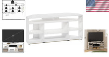 Load image into Gallery viewer, Lightweight White Corner TV Stand - Accommodates 55-Inch TVs with Style