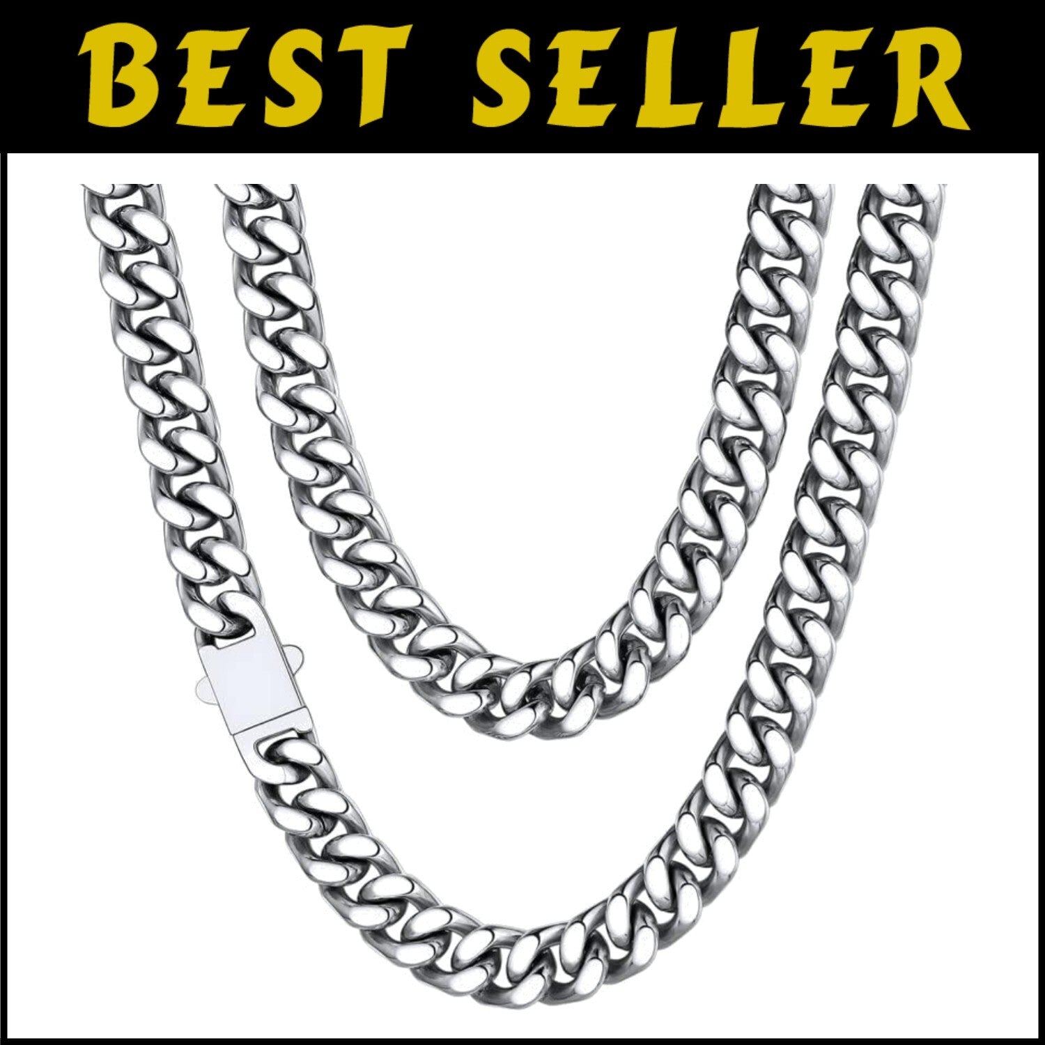 Men's Stainless Steel Cuban Link Chain - Hypoallergenic with Gift Box Included