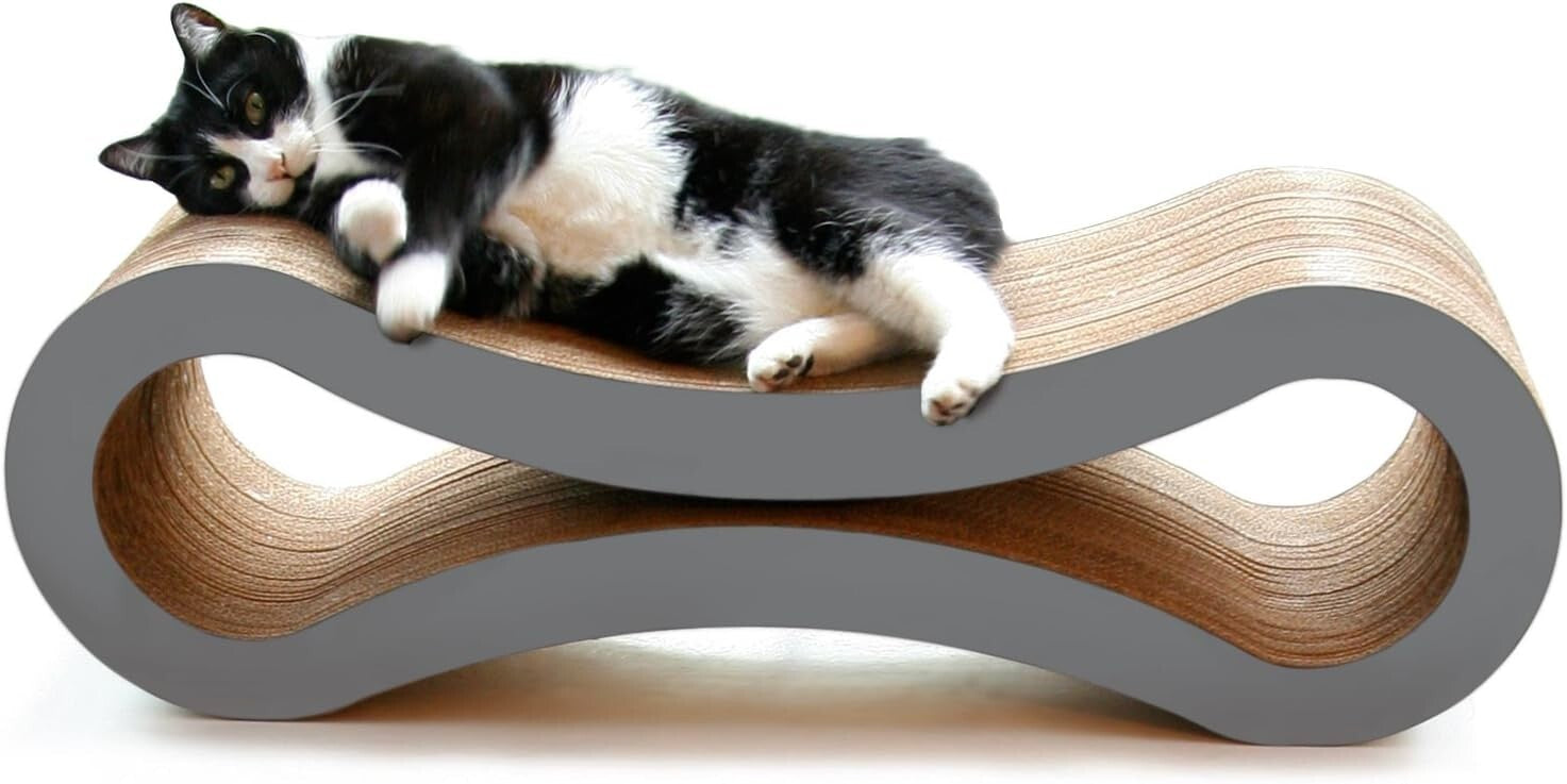 Large Indoor Cat Lounge and Scratcher with Catnip - Sustainable Cardboard Design