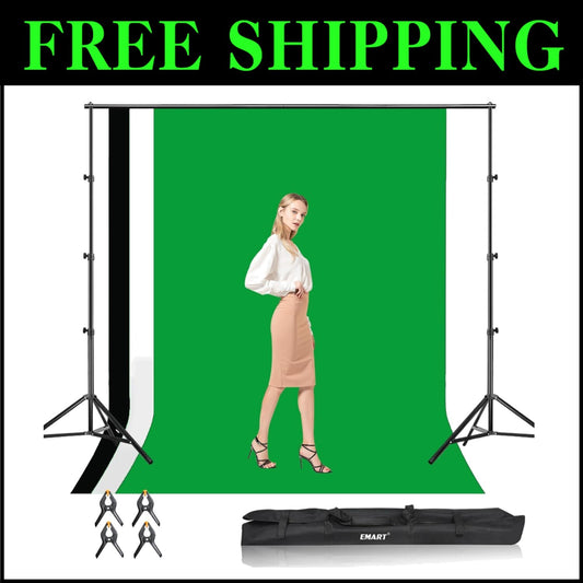 Adjustable 8.5x10ft Photo Studio Backdrop Stand with 3 Wrinkle-Resistant Styles