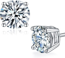 Load image into Gallery viewer, Timeless Moissanite 1 ct Stud Earrings - Durable Silver with Lever Back Design