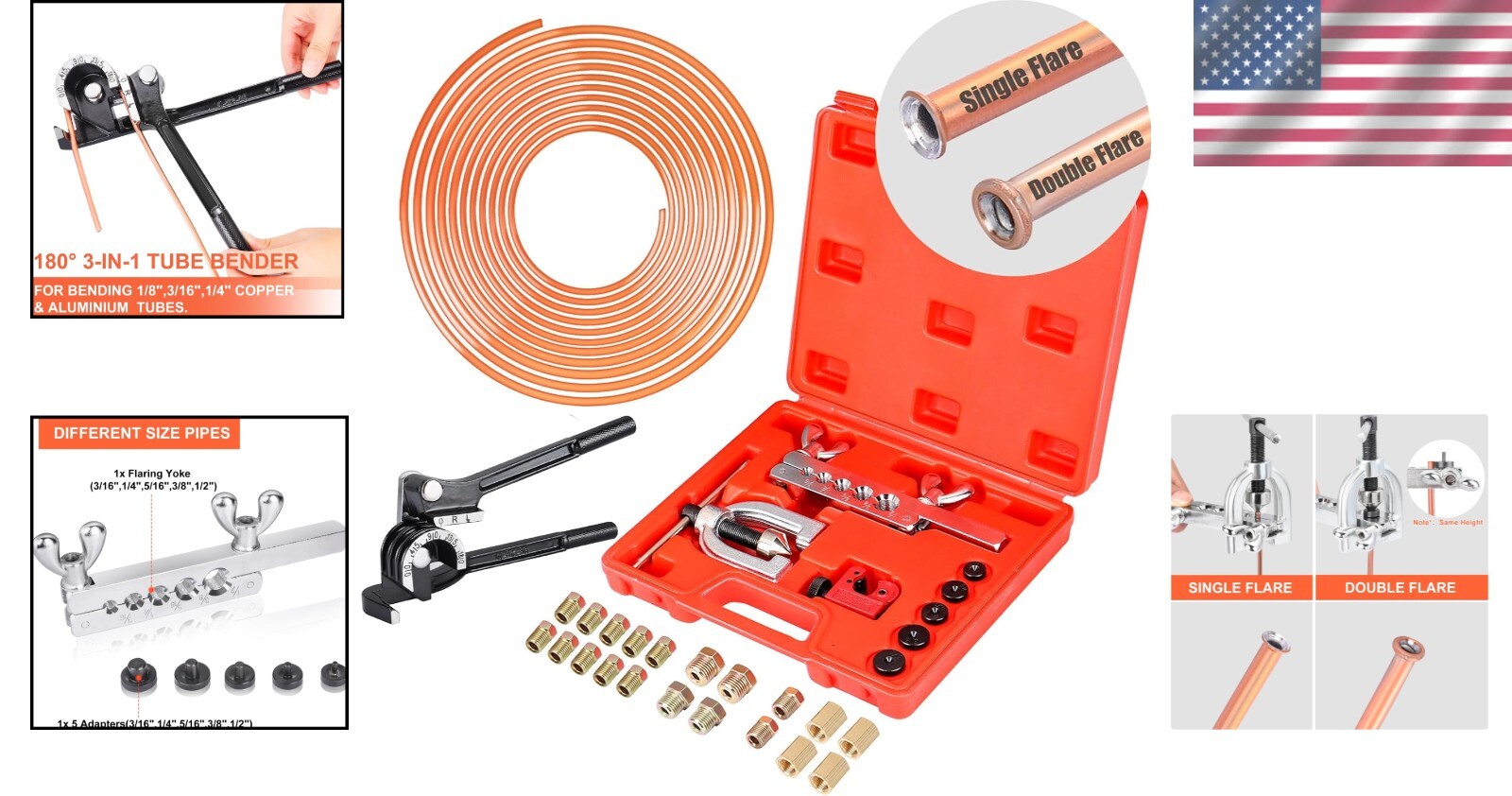 All-in-One 3/16" Brake Line and Flaring Tool Kit - Easy Bend & Cut - 25 FT