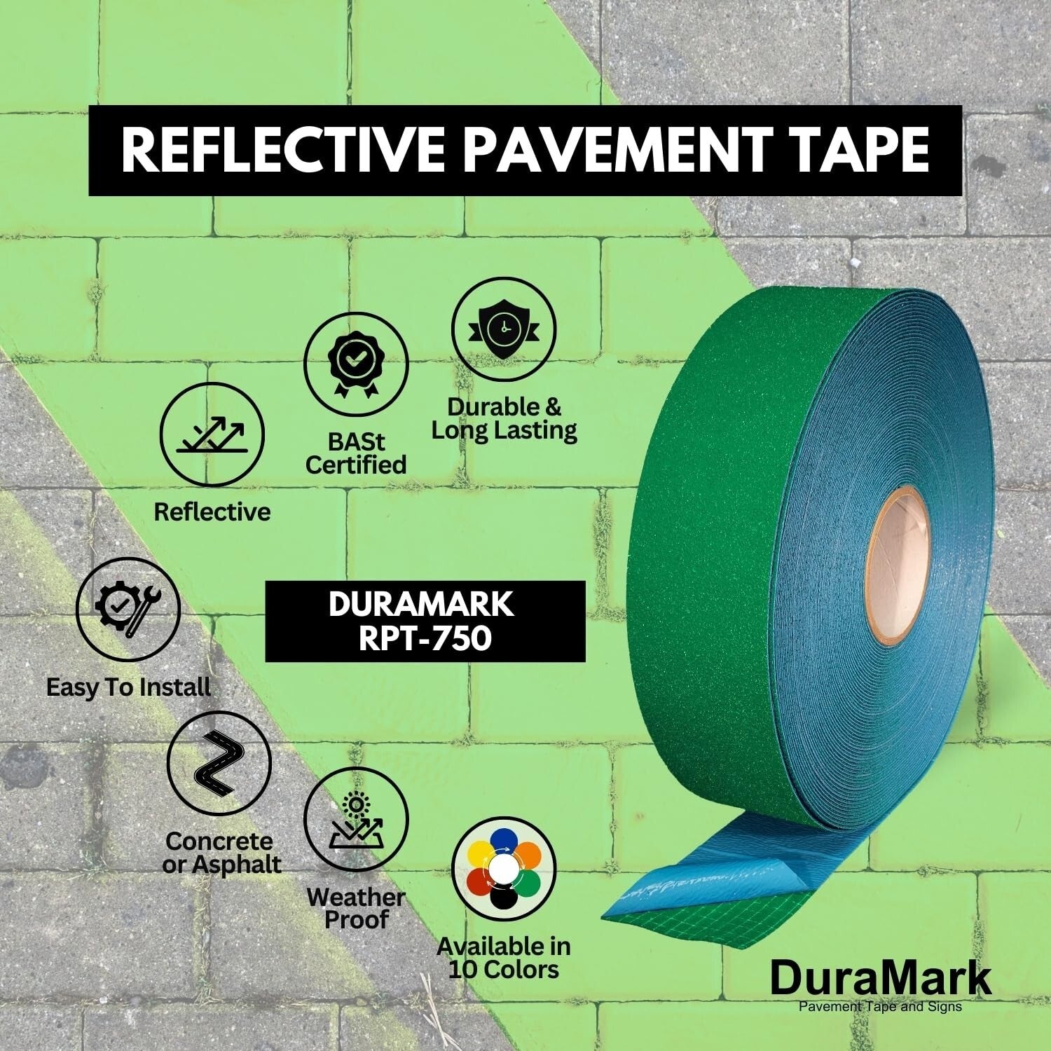 Durable Reflective Marking Tape for Crosswalks & Bike Lanes - 3 Inch x 108 Feet