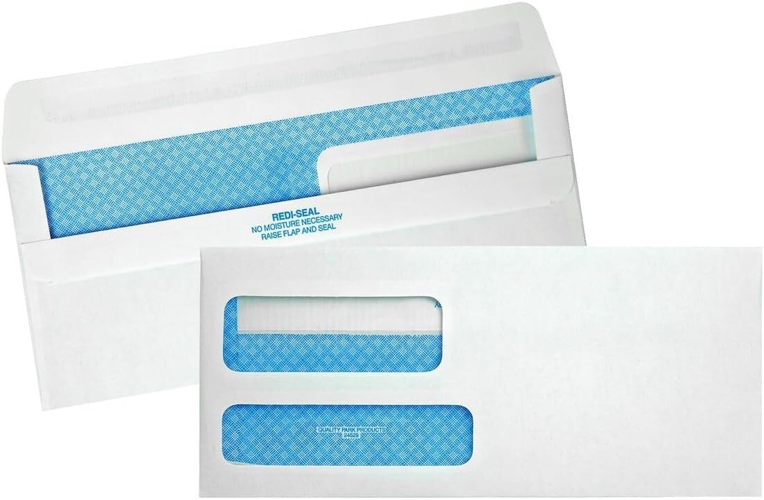 Secure Self-Seal Double Window Envelopes - 500 Count, Ideal for Invoicing