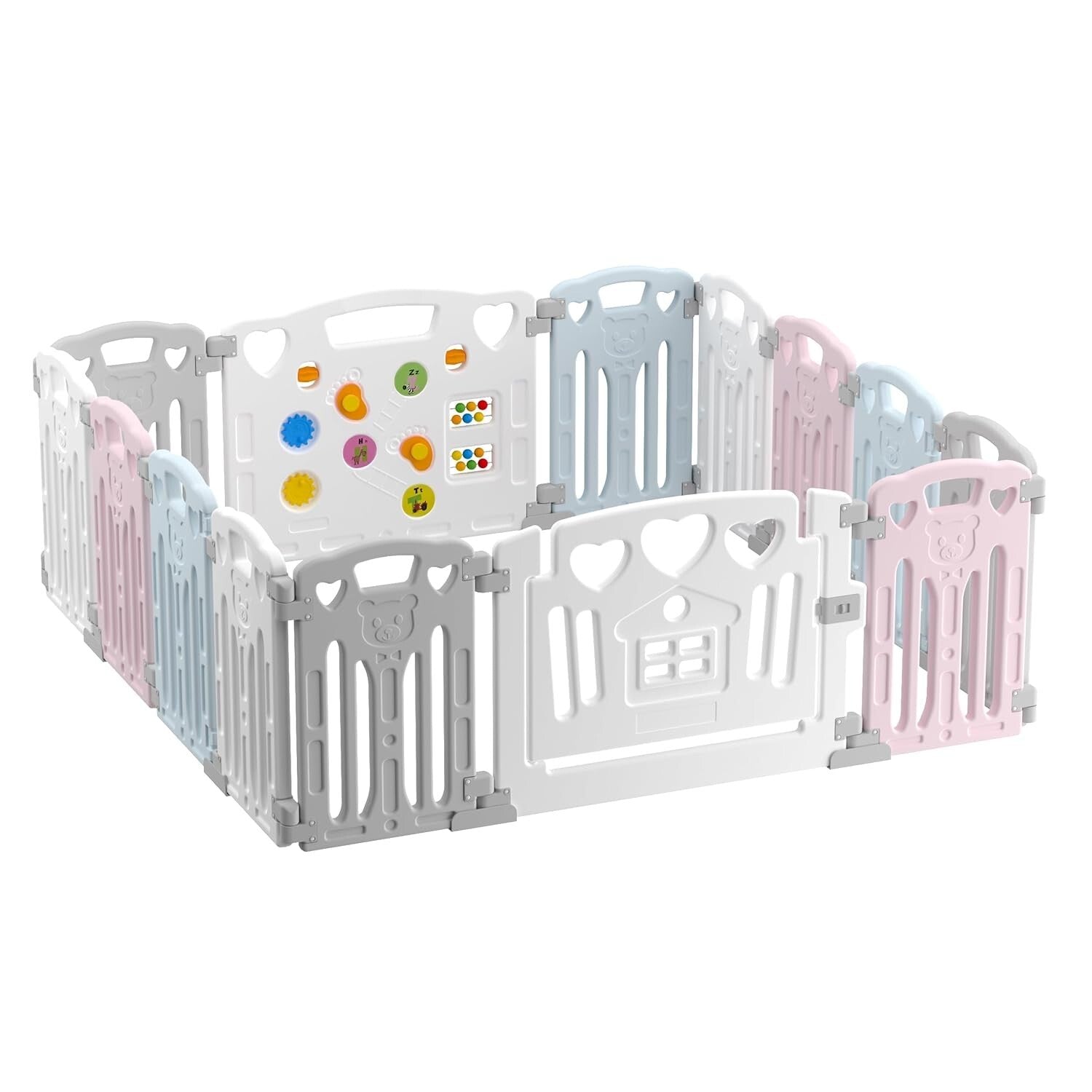 Spacious Multicolour Baby Playpen - Safe 14-Panel Activity Centre for Toddlers
