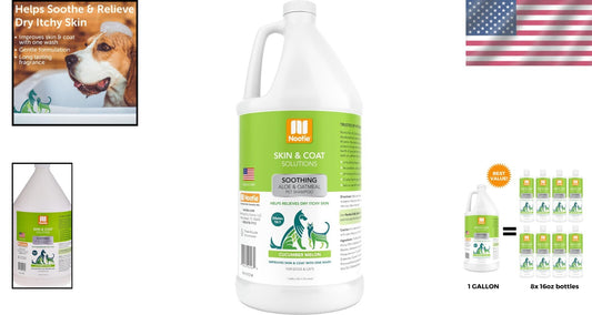 Vegan-Friendly Aloe & Oatmeal Shampoo for Dogs & Cats - 1 Gallon Cucumber Melon