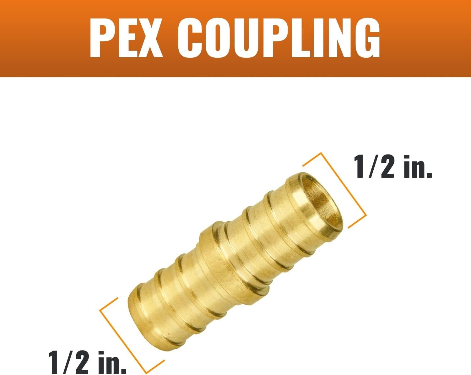 50-Pack 1/2" Lead-Free Brass PEX Coupling - NSF Certified Plumbing Fittings