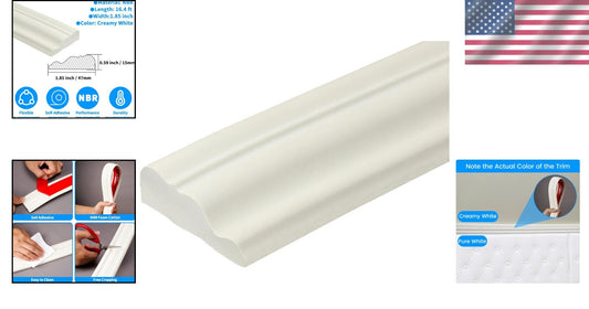 Waterproof 16.4ft Self-Adhesive Baseboard Molding for Home Decor - Creamy White