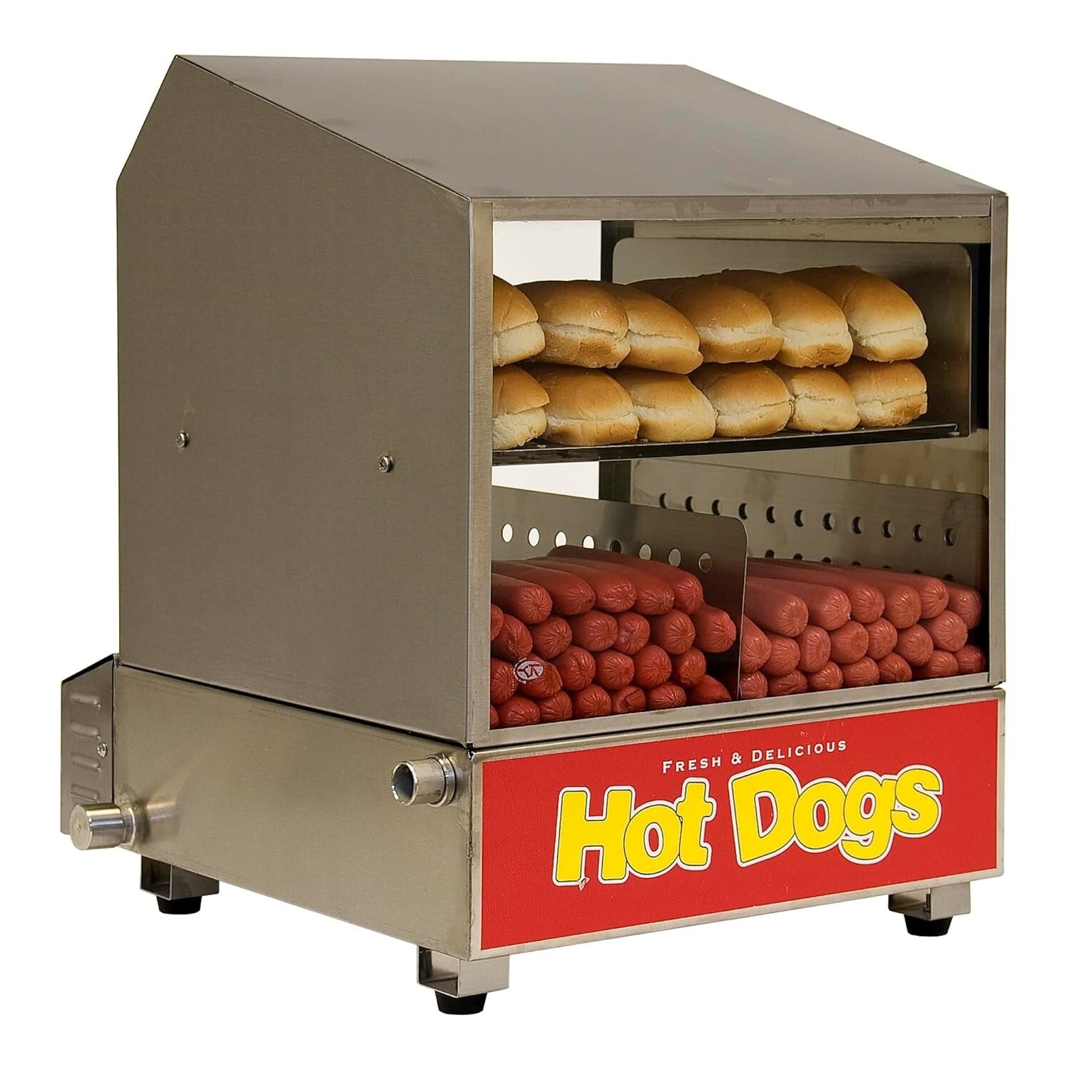Commercial Hotdog Steamer - Holds 164 Dogs & 36 Buns, Stainless Steel Design