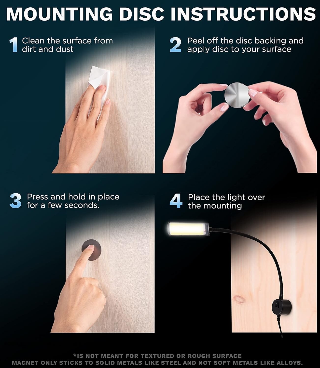 Adjustable 14'' LED Work Lights with Magnetic Base - Perfect for Crafts & Sewing