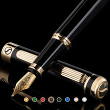Load image into Gallery viewer, Schmidt 18K Nib Broad Fountain Pen in Black with Gold Trim - Write with Elegance