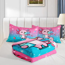 Load image into Gallery viewer, Stylish Kawaii Axolotl 3-Piece Bedding Set - Kids Twin Comforter &amp; Cases