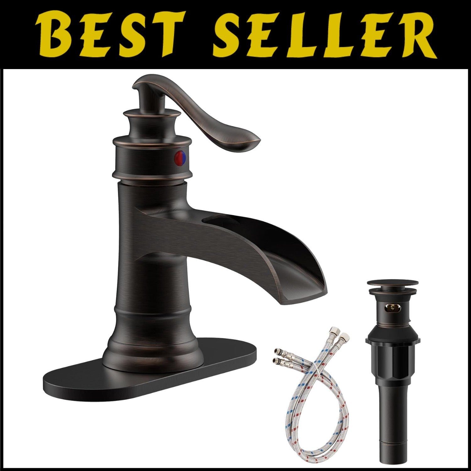 Commercial-Grade Waterfall Faucet with Lever Handle in Oil Rubbed Bronze Finish