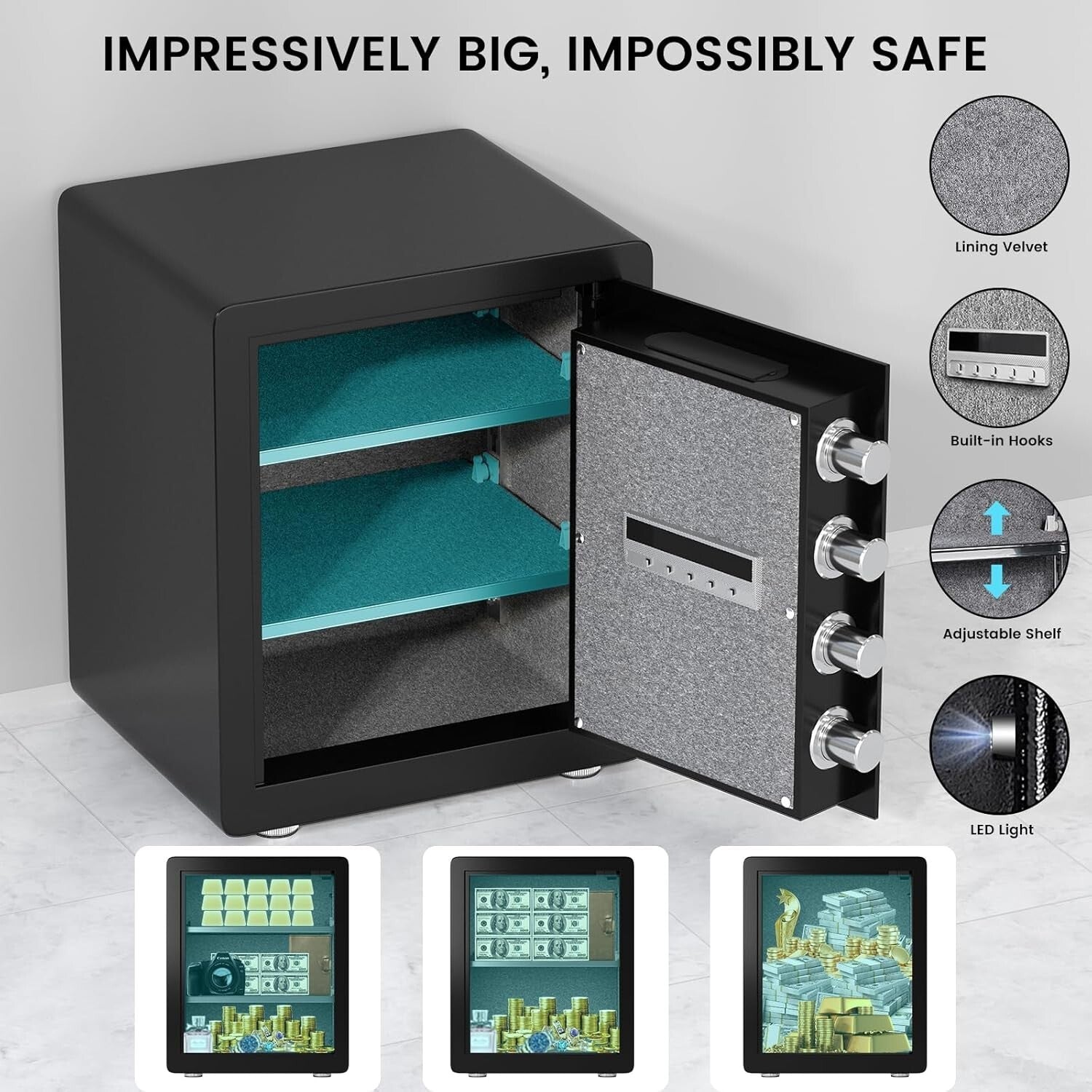 2.0 Cu. Biometric Fingerprint Safe Box with Touchscreen - Ultimate Protection